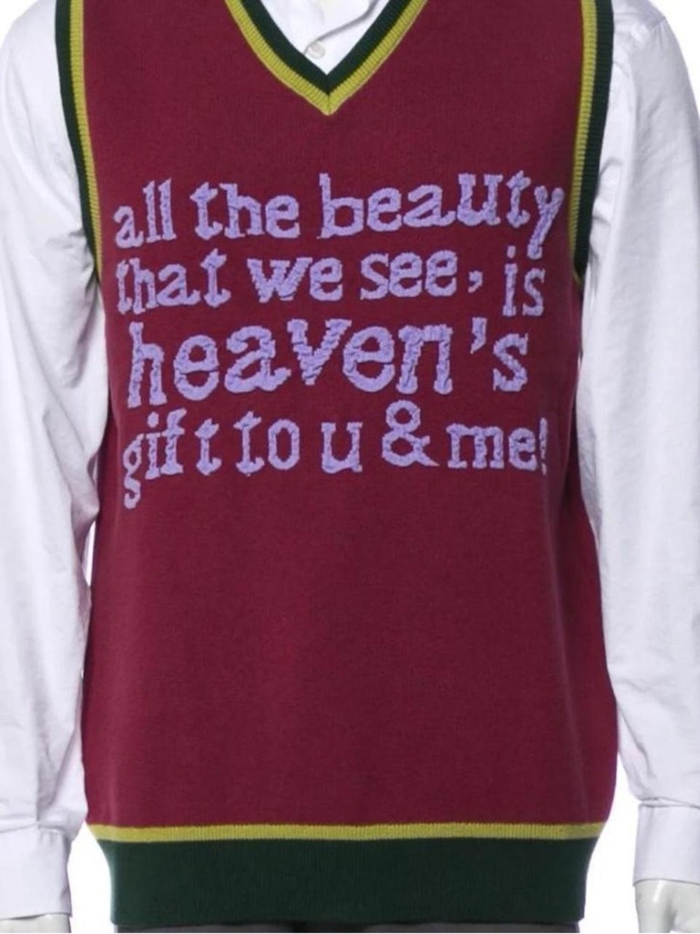 Marc Jacobs Burgundy Knit Vest with Light Blue Script
